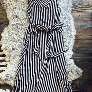 Altar Houseline black and white striped sheer dress